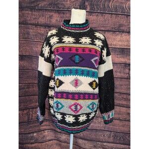 VTG 80s Knit Sweater with graphic motif IVY Size medium